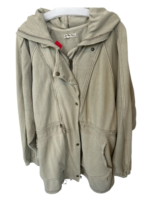We The Free Size L Sage green Cotton Blend Hood Long Balloon Sleeve Jacket Sage green / L