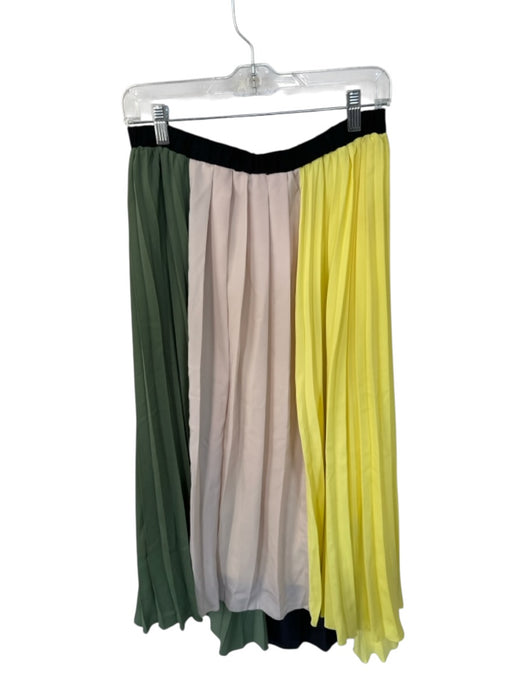 By Anthropologie Size M Yellow, Pink & Green Polyester & Viscose Pleated Skirt Yellow, Pink & Green / M