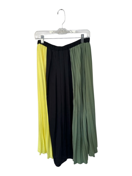 By Anthropologie Size M Yellow, Pink & Green Polyester & Viscose Pleated Skirt Yellow, Pink & Green / M