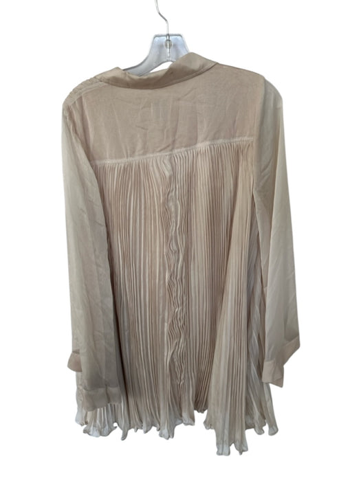 Maeve Size L Cream Shell Accordian Pleats Sheer Button Up Knee length Dress Cream / L