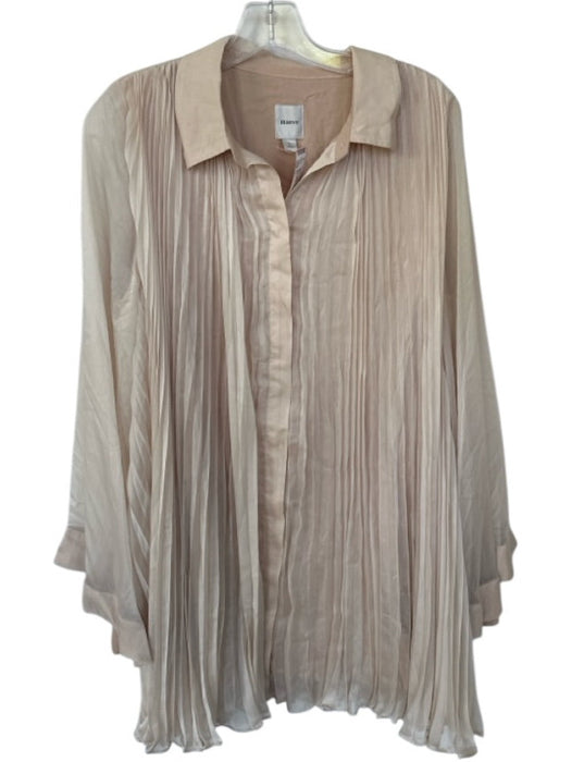 Maeve Size L Cream Shell Accordian Pleats Sheer Button Up Knee length Dress Cream / L