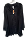Maeve Size L Black Shell Accordian Pleats Sheer Button Up Knee length Dress Black / L