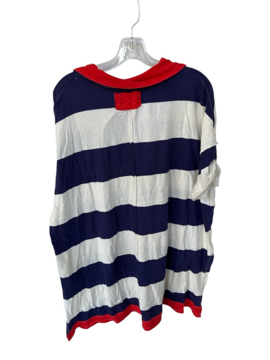 We The Free Size M White, Red, & Blue Cotton Short Sleeve Button Collar Dress White, Red, & Blue / M
