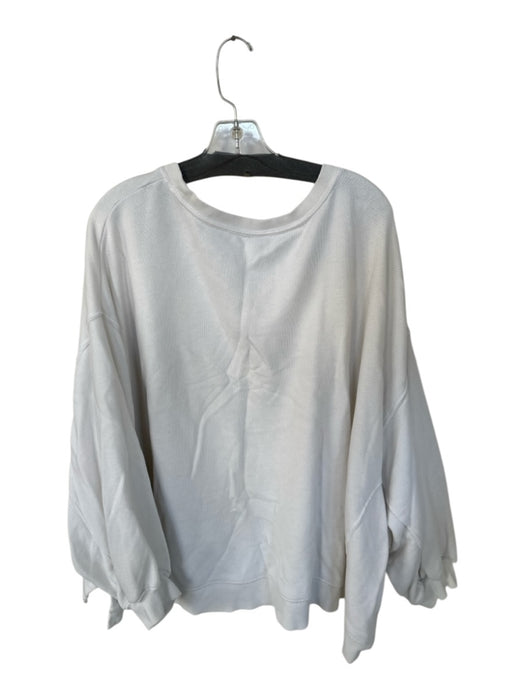 Free People Size M/L White Cotton Blend Crew Neck Long Sleeve Sweatshirt White / M/L