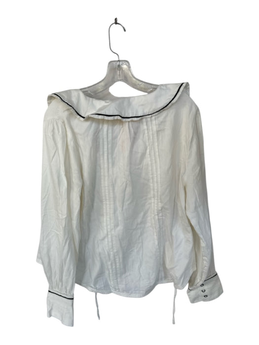 We The Free Size L White & Black Cotton Long Sleeve Accordion Pleat Collared Top White & Black / L