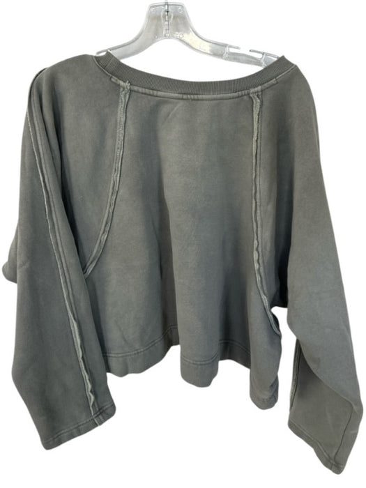 Free People Size XL Grey Cotton Blend Cropped Long Sleeve Sweatshirt Grey / XL