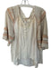 Free People Size M cream &  pale pink Cotton Blend Lace Detail Crochet Top cream &  pale pink / M