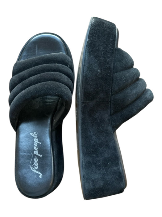 Free People Shoe Size 39 Black Suede Platform Open Back Open Toe Sandals Black / 39