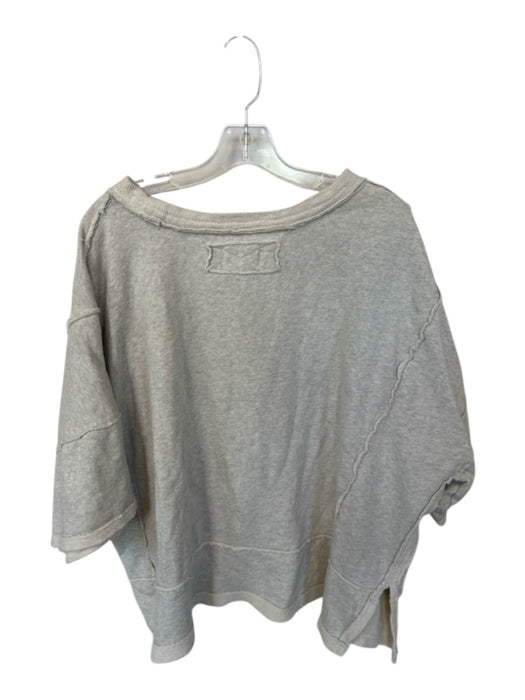 We The Free Size M Gray Cotton Short Sleeve Boat Neck Heathered Sweatshirt Gray / M