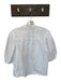 Calligraphie Size XL White Cotton 3/4 Balloon Sleeve Lace Detail Half Button Top White / XL
