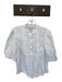 Calligraphie Size XL White Cotton 3/4 Balloon Sleeve Lace Detail Half Button Top White / XL