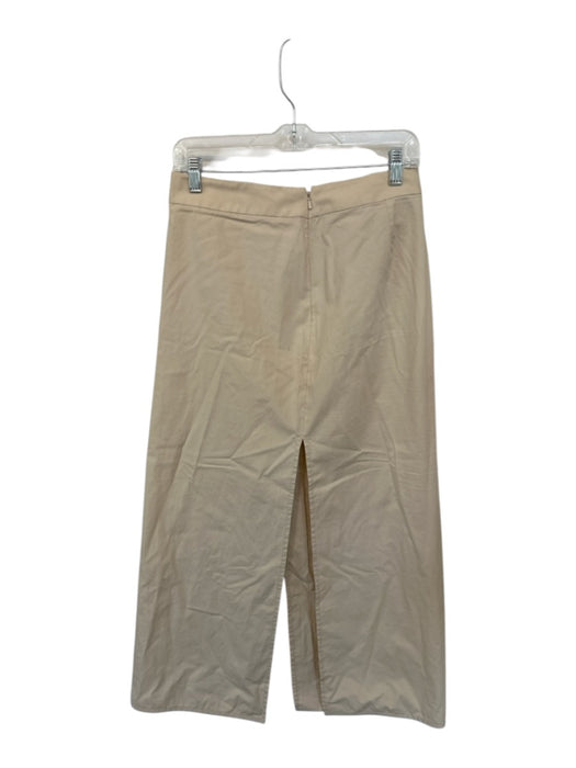 Moda International Size 8 Tan Cotton Blend Side Zip Side Slits Maxi Skirt Tan / 8