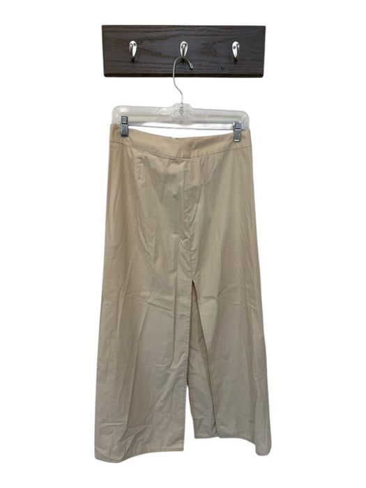 Moda International Size 8 Tan Cotton Blend Side Zip Side Slits Maxi Skirt Tan / 8