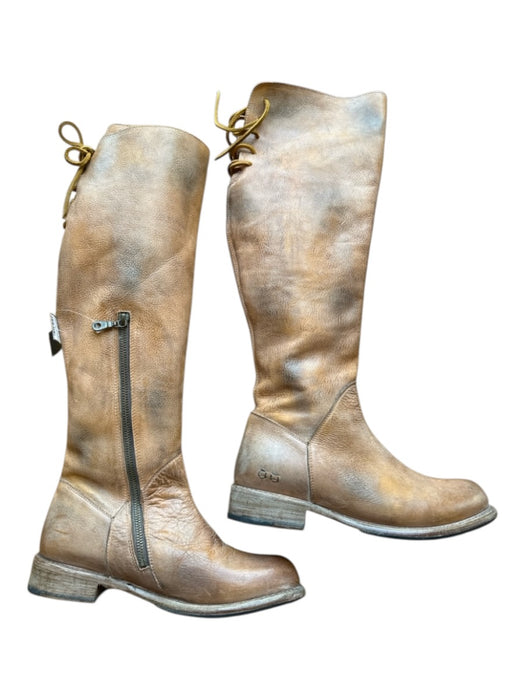 Bed Stu Shoe Size 9 Light Brown Leather Side Zip Over the Knee Lace Up Boots Light Brown / 9
