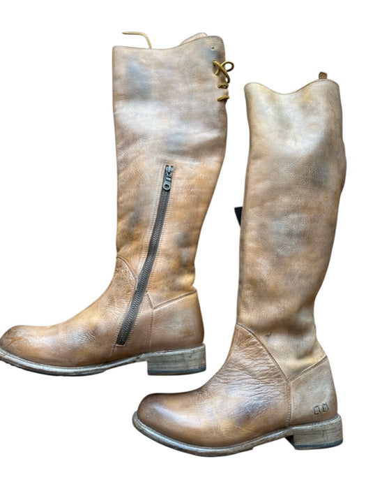 Bed Stu Shoe Size 9 Light Brown Leather Side Zip Over the Knee Lace Up Boots Light Brown / 9