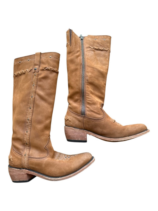 Liberty Black Shoe Size 8 Brown Leather Side Zip Knee High Western Boots Brown / 8