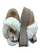 Ugg Shoe Size 9 Brown & Cream Suede Shearling Lined Platform Back Strap Boots Brown & Cream / 9