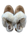 Ugg Shoe Size 9 Brown & Cream Suede Shearling Lined Platform Back Strap Boots Brown & Cream / 9
