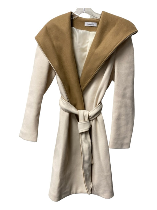 Giorgia & Johns Size Small White & Camel No Fabric Tag Open Front Belted Coat White & Camel / Small