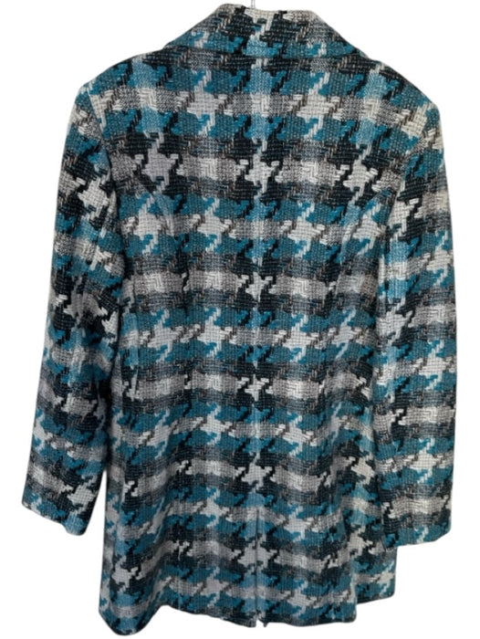 Tribal Size 12 Teal & Black Wool Blend Knit Long Sleeve Buttons Coat Teal & Black / 12