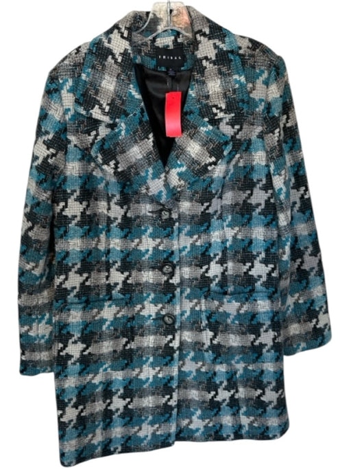 Tribal Size 12 Teal & Black Wool Blend Knit Long Sleeve Buttons Coat Teal & Black / 12