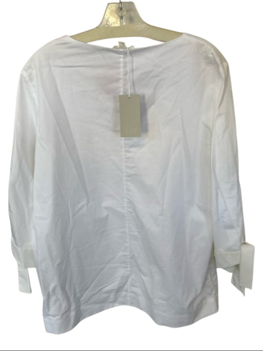 COS Size 12 White Cotton Long Sleeve V Neck Top White / 12