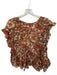 Isabel Marant Size 38 Orange & Green Viscose Blend Flutter Sleeves Flowers Top Orange & Green / 38