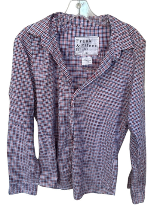 Frank & Eileen Size L Red & Blue Cotton Long Sleeve Plaid Button Down Top Red & Blue / L