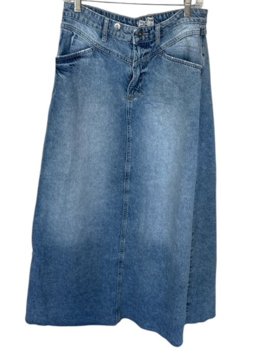 We The Free Size 10 Med Light Wash Cotton High Waist Maxi Denim Skirt Med Light Wash / 10