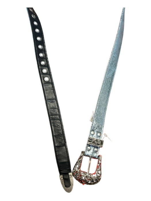 For Love & Lemons Blue & Silver Leather Metallic SHW Belts Blue & Silver / M/L