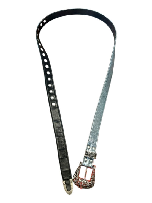 For Love & Lemons Blue & Silver Leather Metallic SHW Belts Blue & Silver / M/L