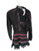 Misa Size M Black & Purple Cotton Long Balloon Sleeve embroider neck Dress Black & Purple / M