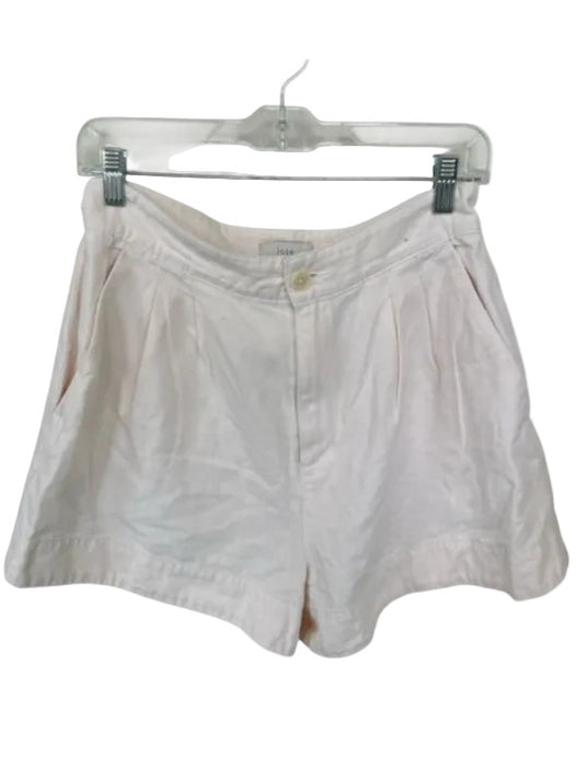 Joie Size 8 Cream Cotton High Waist Pleats Front Pockets Shorts Cream / 8