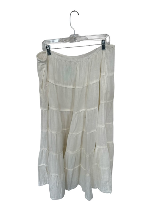 Free People Size M White Cotton Drawstring Maxi Skirt White / M