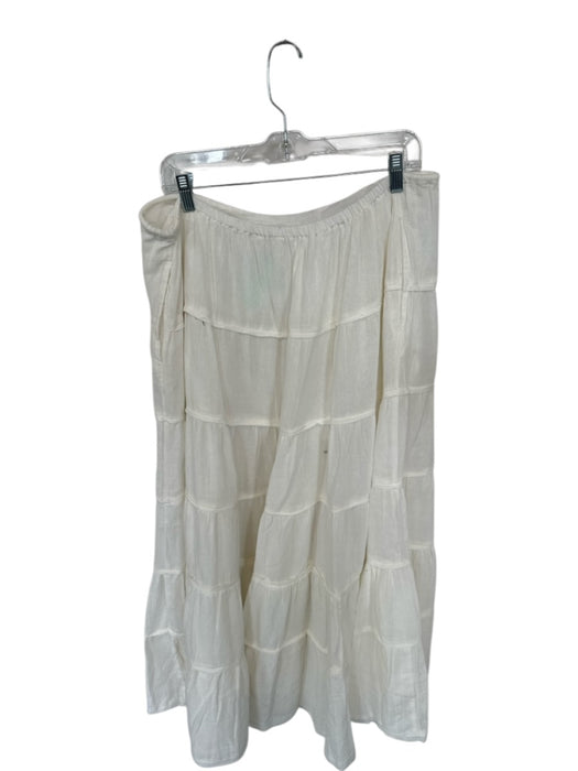 Free People Size M White Cotton Drawstring Maxi Skirt White / M