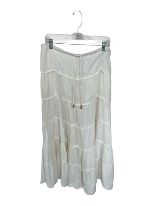 Free People Size M White Cotton Drawstring Maxi Skirt White / M
