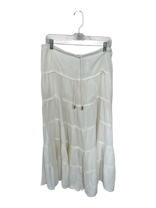 Free People Size M White Cotton Drawstring Maxi Skirt White / M