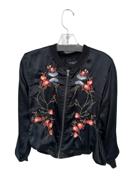Walter Baker Size S Black & Coral Viscose Long Sleeve Embroidered Flowers Jacket Black & Coral / S