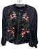 Walter Baker Size S Black & Coral Viscose Long Sleeve Embroidered Flowers Jacket Black & Coral / S