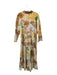 Exquise Size 12 Orange & Green Cotton Long Sleeve Tie Dye Collar Belt Dress Orange & Green / 12