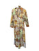 Exquise Size 12 Orange & Green Cotton Long Sleeve Tie Dye Collar Belt Dress Orange & Green / 12