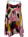 Zara Size XL Pink & Black Cotton Side Zip Geometric Pleat Maxi Skirt Pink & Black / XL