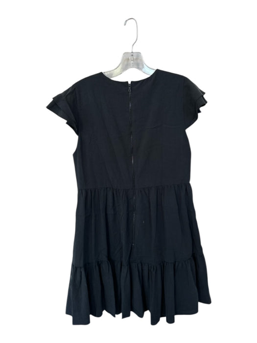 Alice & Olivia Size 2 Black Modal Blend Cap Sleeve Back Zip Drop Waist Dress Black / 2