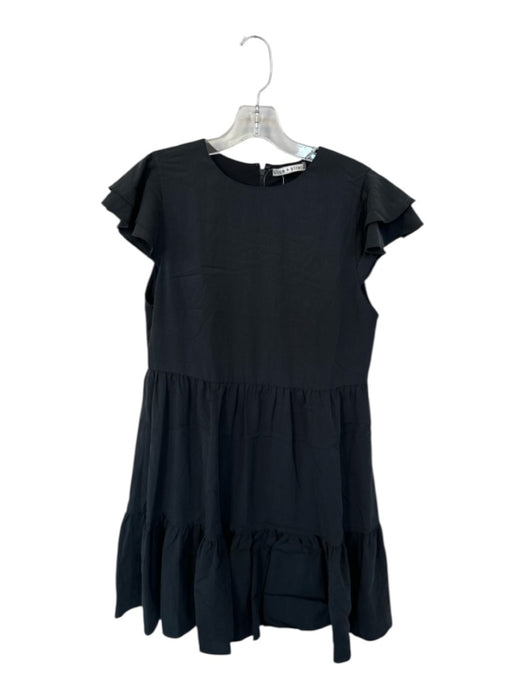 Alice & Olivia Size 2 Black Modal Blend Cap Sleeve Back Zip Drop Waist Dress Black / 2