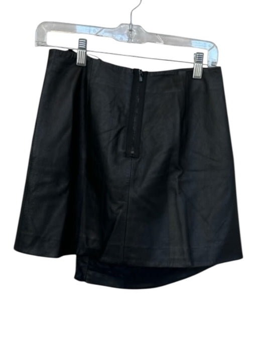 Tibi Size 2 Black Leather Cut Outs Back Zip Mini Skirt Black / 2
