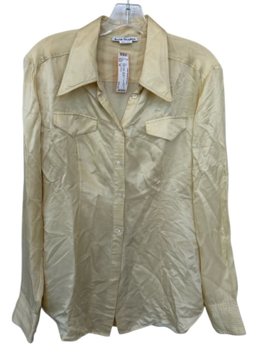 Acne Studios Size 40 Butter Yellow Silk Blend Long Sleeve Button Down Top Butter Yellow / 40