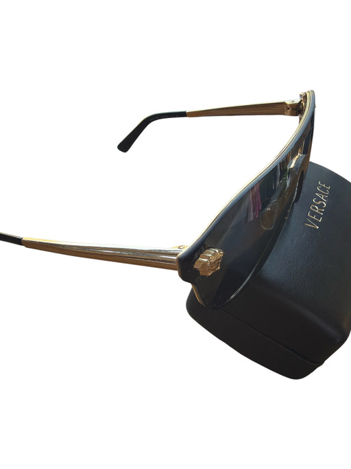 Versace Black & Gold Metal Gold hardware Sunglasses Black & Gold