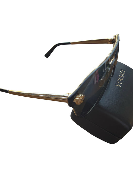 Versace Black & Gold Metal Gold hardware Sunglasses Black & Gold