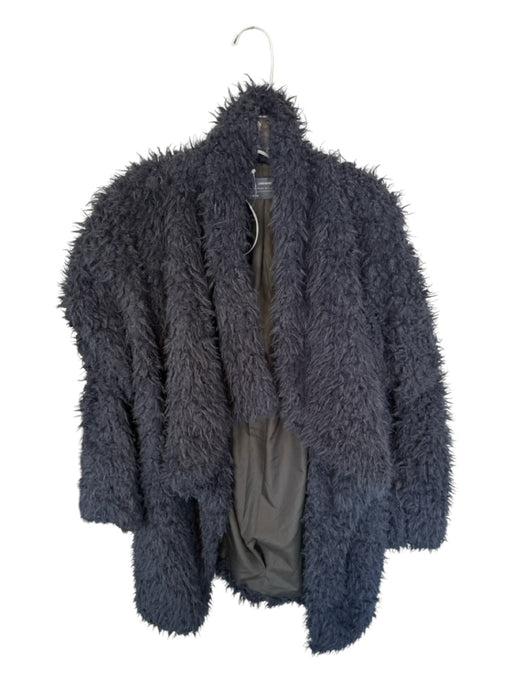 Zara Size S Navy Faux Fur Fuzzy Coat Navy / S