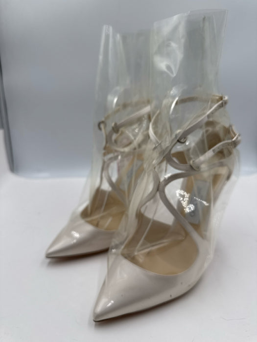 Jimmy Choo x Off-White Shoe Size 39.5 Ivory White Leather & Silk Plastic Pumps